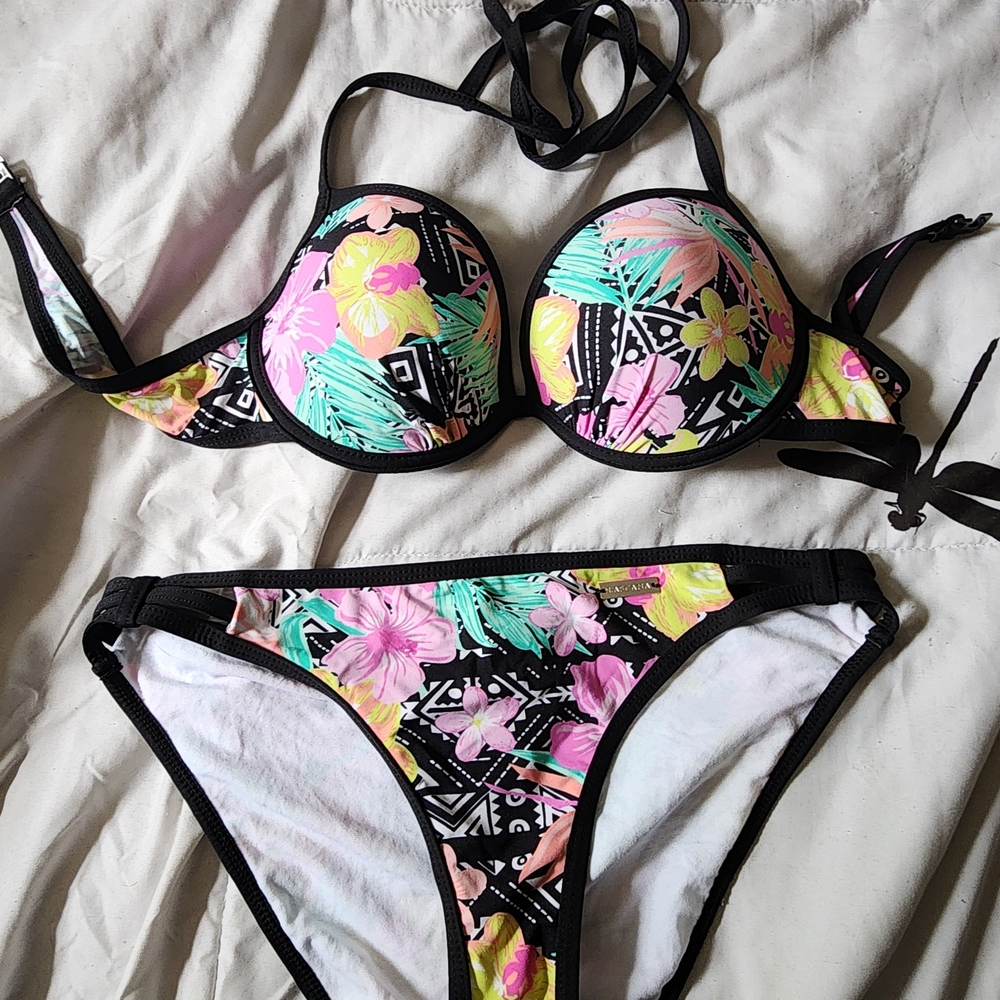 Floral Bikini Set with Tropical Print